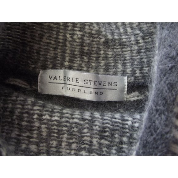 Valerie Stevens Small Sweater LambsWool Angora off-white gray Nordic Fair Isles - Picture 7 of 10